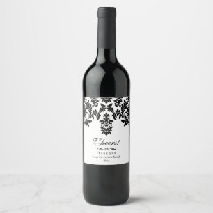 Étiquette Pour Bouteilles De Vin Cru, damassé noire élégante