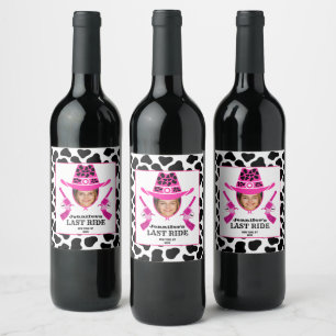 Étiquette Pour Bouteilles De Vin Cute cowgirl rose Photo personnalisée