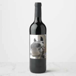 Étiquette Pour Bouteilles De Vin Cute Horse Fermer