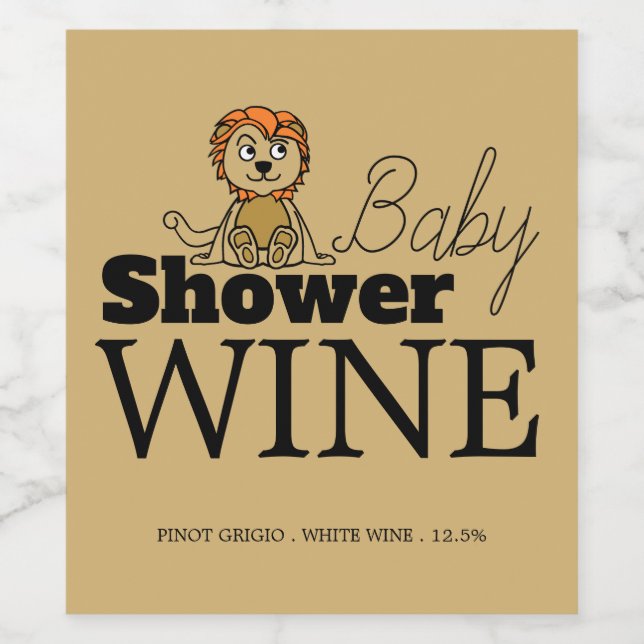 Étiquette Pour Bouteilles De Vin Cute Lion Cub, Baby shower (Étiquettes simples)