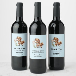 Étiquette Pour Bouteilles De Vin Cute Pony Mange Daisées Anniversaire