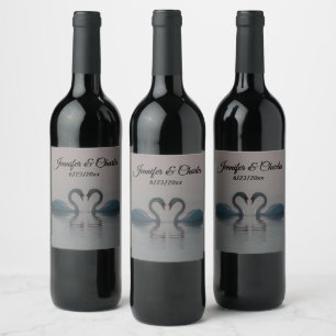 Étiquette Pour Bouteilles De Vin Cygnes sur le lac