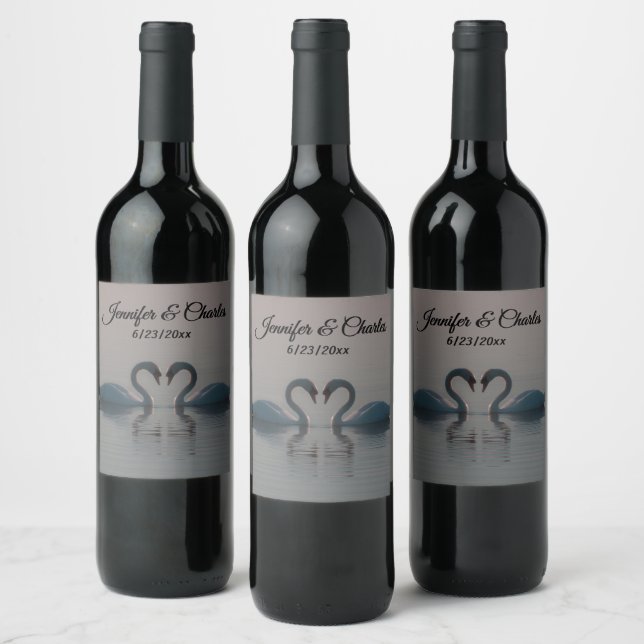 Étiquette Pour Bouteilles De Vin Cygnes sur le lac (Bouteilles)