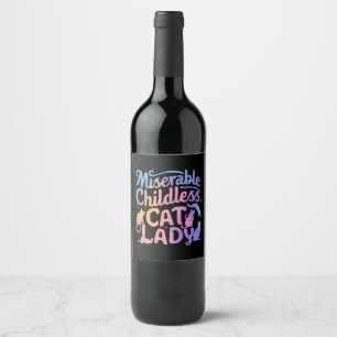 Étiquette Pour Bouteilles De Vin Dame Chaton Sans Enfant Misérable