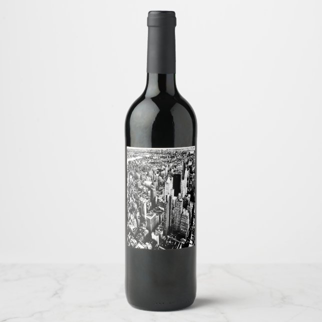 Étiquette Pour Bouteilles De Vin De Manhattan au ciel (Devant)