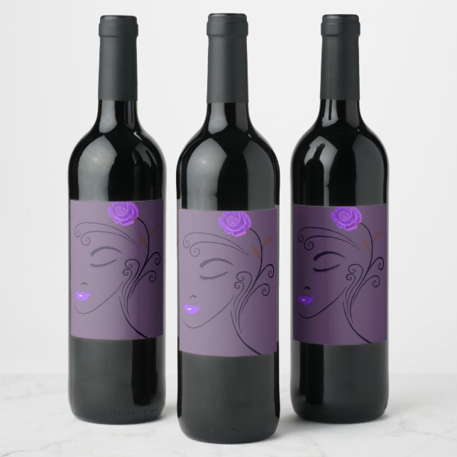 Étiquette Pour Bouteilles De Vin Débardeur de la dame violette (Bouteilles)