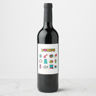 Étiquette Pour Bouteilles De Vin Décor de fête des années 90, étiquette à vin, étiq