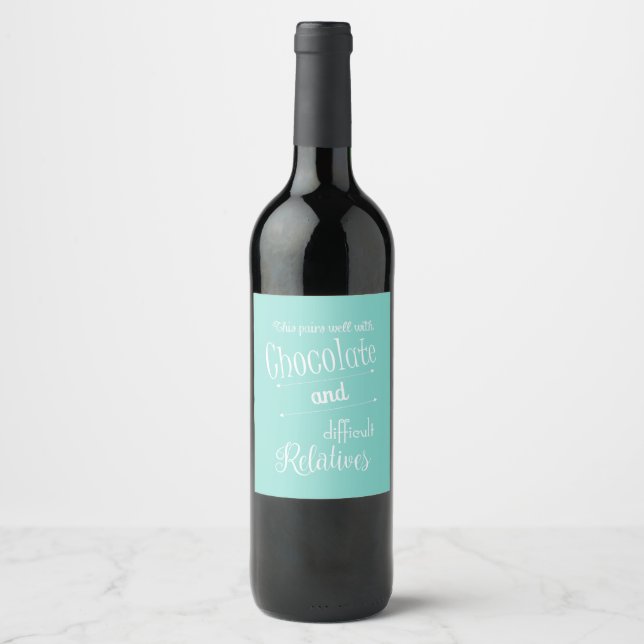 Étiquette Pour Bouteilles De Vin Dégustation de chocolat bleu turquoise (Devant)