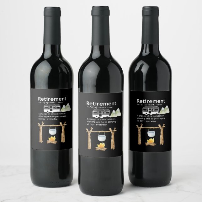Étiquette Pour Bouteilles De Vin Départ Camping Funny Définition (Bouteilles)