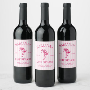 Étiquette Pour Bouteilles De Vin Dernier Splash Beach Palms Hot rose Bachelorette