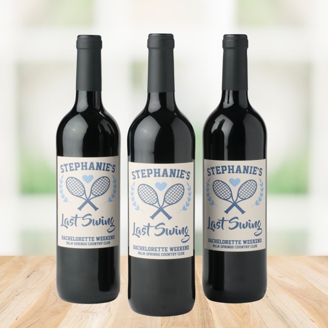Étiquette Pour Bouteilles De Vin Dernier Swing Tennis Country Club Bachelorette (The perfect wine labels for your  "last swing" bachelorette party. )