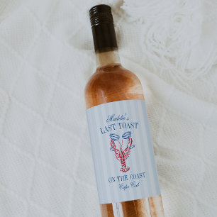 Étiquette Pour Bouteilles De Vin Dernière Toast sur la Côte Fête de Fiançailles de