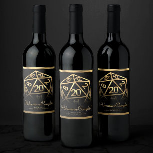 Étiquette Pour Bouteilles De Vin Dés RPG Imaginaire Or Tabletop PnP Gamer Personn