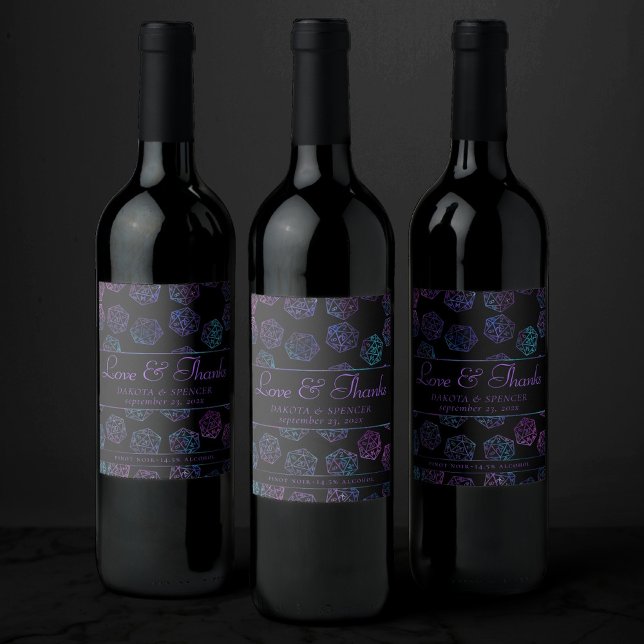 Étiquette Pour Bouteilles De Vin Dés RPG | Nebula Imaginaire Tabletop Gamer Personn (Créateur téléchargé)