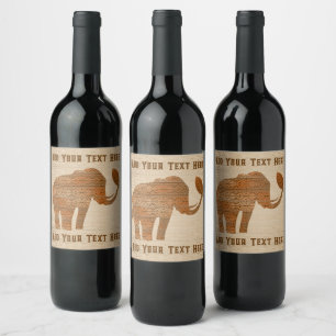 Étiquette Pour Bouteilles De Vin Design d'art tribal des éléphants