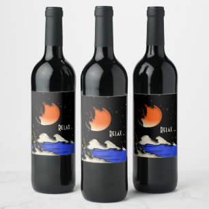 Étiquette Pour Bouteilles De Vin Design de nuit de l'île