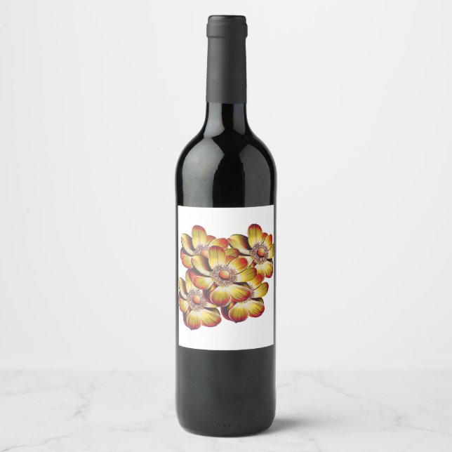 Étiquette Pour Bouteilles De Vin Design Fleur De Bouteille À Vin (Devant)