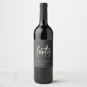 Étiquette Pour Bouteilles De Vin Design moderne 40e anniversaire simple élégant s