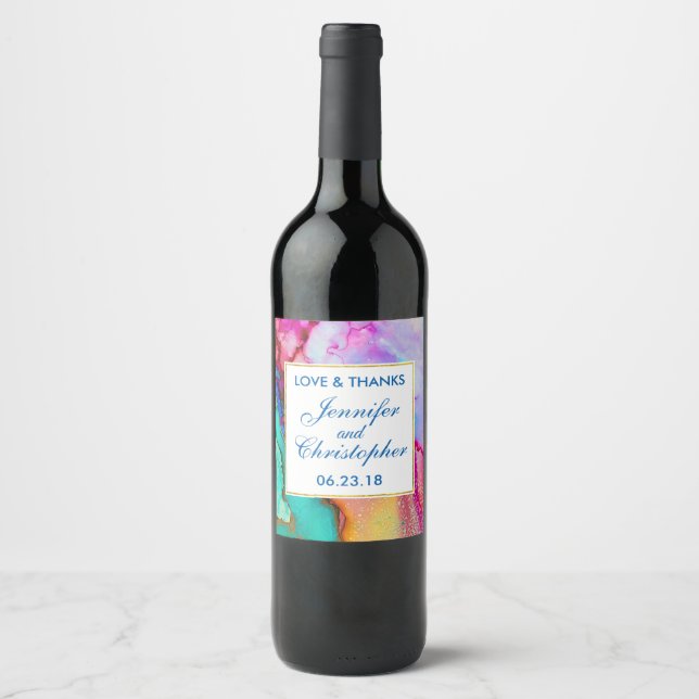 Étiquette Pour Bouteilles De Vin Design moderne en marbre Abstrait (Devant)