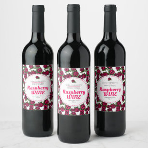 Étiquette Pour Bouteilles De Vin Dessin de framboises