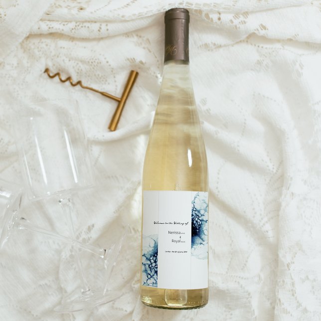 Étiquette Pour Bouteilles De Vin Destination nautique bleue le Mariage de (Créateur téléchargé)