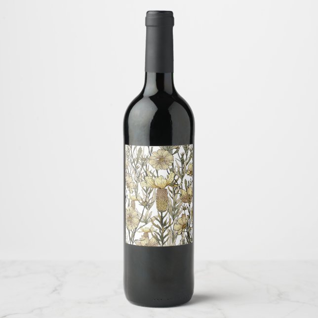 Étiquette Pour Bouteilles De Vin Detailed Floral Pattern (Devant)