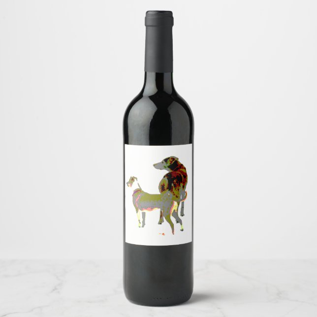 Étiquette Pour Bouteilles De Vin Deux Chiens (Devant)