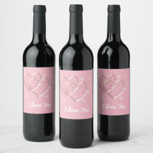 Étiquette Pour Bouteilles De Vin deux cœurs, mariage romantique. Personnalisé
