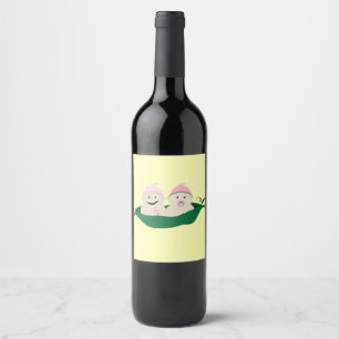 Étiquette Pour Bouteilles De Vin Deux pois dans une cosse jumelle des bébés