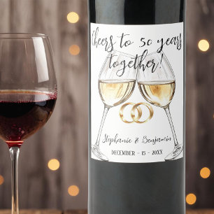 Étiquette Pour Bouteilles De Vin Deux verres à Clinking 50e anniversaire de Mariage
