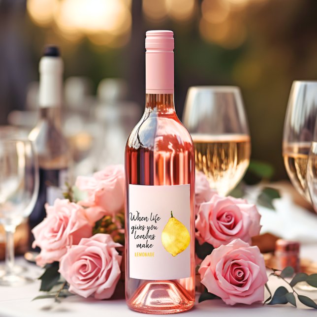 Étiquette Pour Bouteilles De Vin Devis jaune citron amusant (Créateur téléchargé)