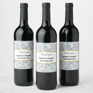 ÉTIQUETTE POUR BOUTEILLES DE VIN DIAMANT ABSTRAIT EN MARBRE PASTEL RETRO