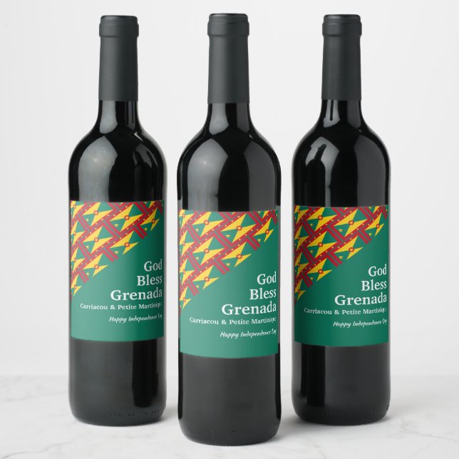 Étiquette Pour Bouteilles De Vin DIEU BÉNISSE | GRENADA Green | Grenadien (Bouteilles)