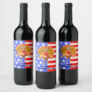 Étiquette Pour Bouteilles De Vin Dinde de Thanksgiving joyeuse, Personnalisé