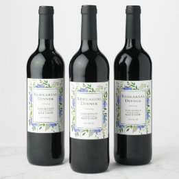 Étiquette Pour Bouteilles De Vin Dîner de répétition au bleu Hydrangea