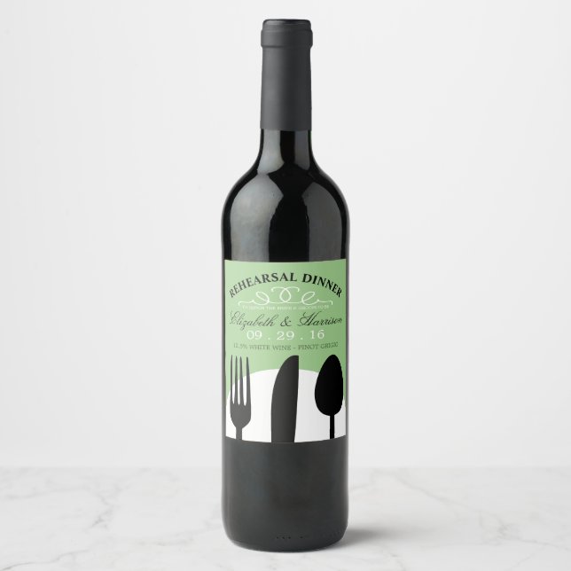 Étiquette Pour Bouteilles De Vin Dîner de répétition Mariage moderne (Devant)