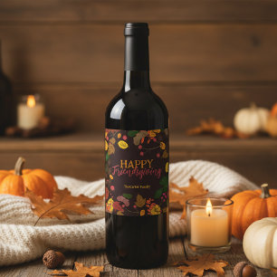 Étiquette Pour Bouteilles De Vin Dîner Rustique et Sombre de Friendsgiving d'Automn