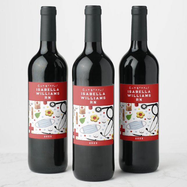 Étiquette Pour Bouteilles De Vin Diplôme de l'école d'infirmières (Bouteilles)