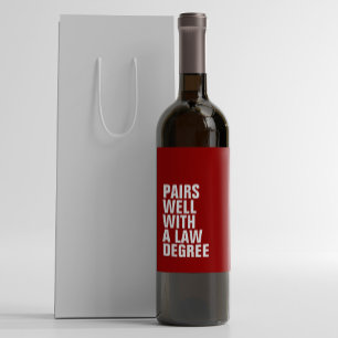 Étiquette Pour Bouteilles De Vin Diplôme d'école de droit drôle coutume rouge