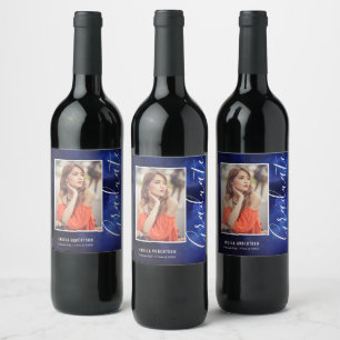 Étiquette Pour Bouteilles De Vin Diplôme Photo Personnalisé Nébuleuse Bleue