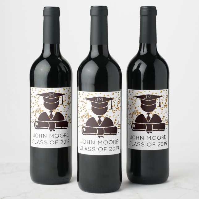 Étiquette Pour Bouteilles De Vin Diplôme Silhouette Et Confetti (Bouteilles)
