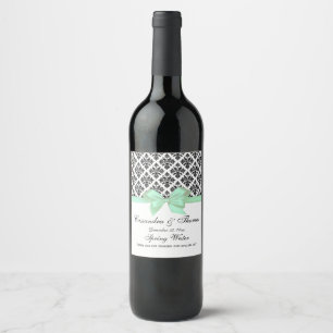 Étiquette Pour Bouteilles De Vin DIY Fond de teint vintage noir blanc damassé menth