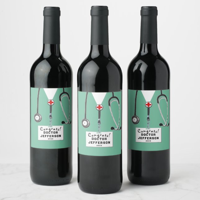 Étiquette Pour Bouteilles De Vin Docteur Graduation 2025 (Bouteilles)