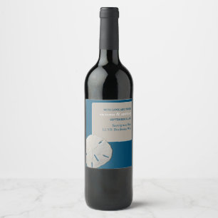 Étiquette Pour Bouteilles De Vin Dollar de sable, Mariage Ocean Blue Beach