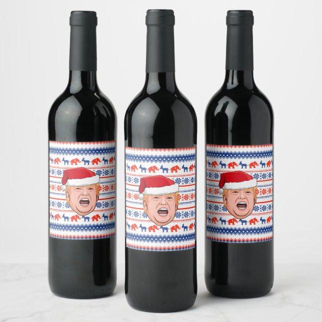 Étiquette Pour Bouteilles De Vin DONALD TRUMP Noël (Bouteilles)
