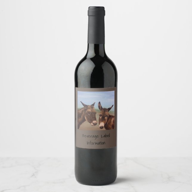Étiquette Pour Bouteilles De Vin Double âne (Devant)