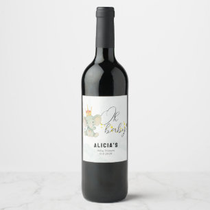 Étiquette Pour Bouteilles De Vin Douce Fête de Naissance Éléphant Genre Neutre pour