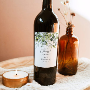 Étiquette Pour Bouteilles De Vin Douche nuptiale de l'eucalyptus de Foliage