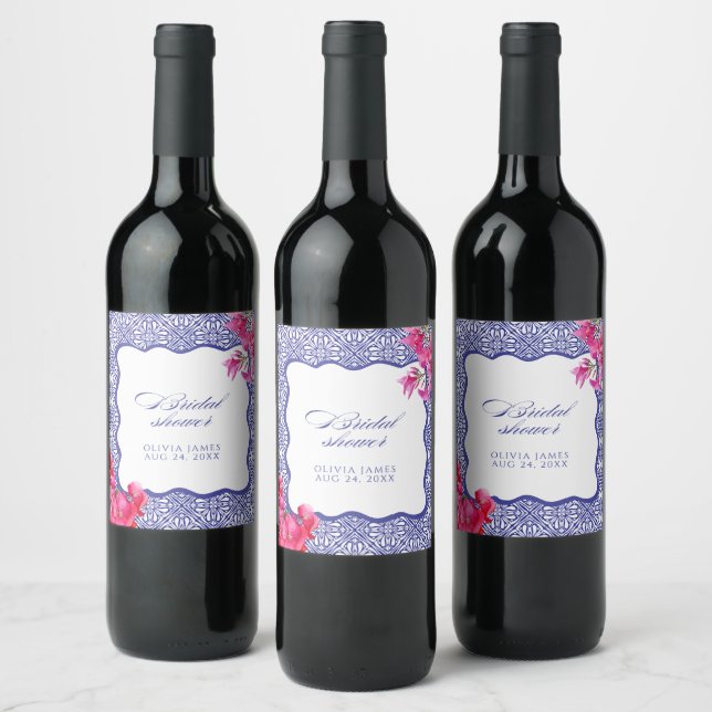 Étiquette Pour Bouteilles De Vin Douche nuptiale italienne bougainvillière (Bouteilles)