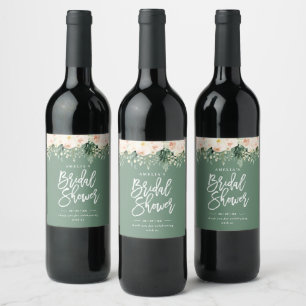 Étiquette Pour Bouteilles De Vin Douche nuptiale préférez le feuillage floral cadea